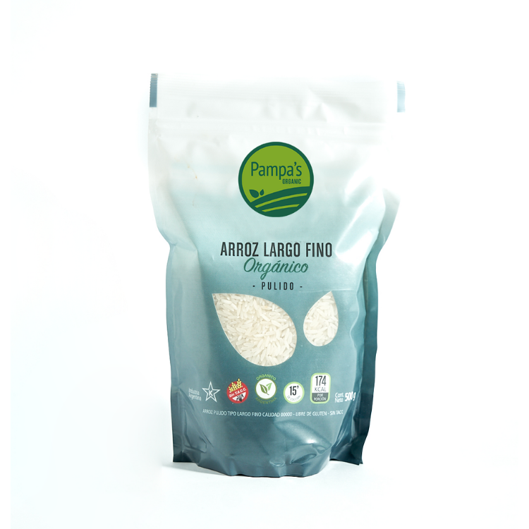 Arroz largo fino Blanco Orgánico 1kg- Pampa Rice