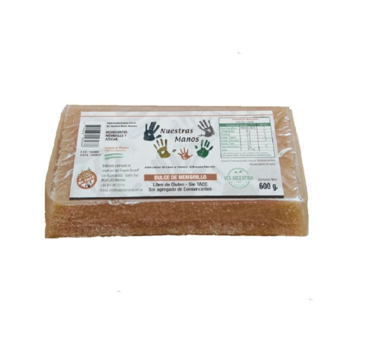 Membrillo en pan SIN TACC- 600gr - Nuestras Manos